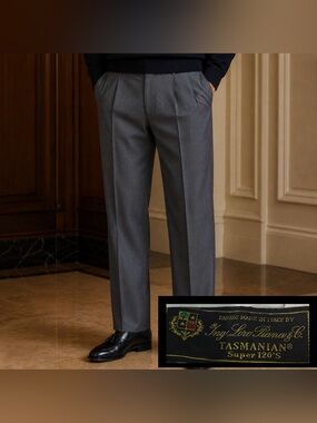 Zanella Gray Loro Piana Tasmanian Super 120s Gentleman Dress Pants Trousers 36